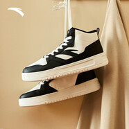 安踏（ANTA）輕松丨高幫板鞋男女同款秋季厚底高幫增高 【輕松-男款】象牙白/黑-5 45