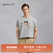 GANT/甘特【100%棉】男女情侶款學(xué)院風(fēng)美式休閑圓領(lǐng)短袖重磅T恤 93煙灰色 M