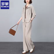 羅蒙（ROMON）春季套裝女2025新款開(kāi)春高級(jí)感素顏穿搭一整套時(shí)尚休閑運(yùn)動(dòng)兩件套 燕麥色 M