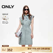 ONLY【七夕禮物】純棉收腰無袖翻領(lǐng)短裙牛仔連衣裙女|125142031 J3A復(fù)古牛仔洗水 XS