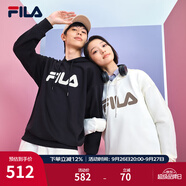 斐樂（FILA）官方多彩衛(wèi)衣長袖情侶裝寬松時尚運動連帽套頭衫男女上衣印花 正黑色-BK L 175/96A