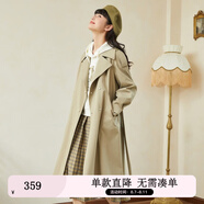 紫涵（ZIHAN）雙排扣中長(zhǎng)款風(fēng)衣女H型簡(jiǎn)約通勤氣質(zhì)大衣金屬扣 卡其綠 L