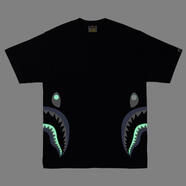 A BATHING APE男士發(fā)光暗夜鯊魚(yú)印花短袖T恤 black 均碼 |2XL
