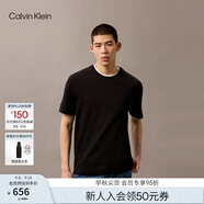 Calvin Klein高級(jí)成衣系列25春夏男士ck純棉休閑凈色內(nèi)搭短袖上衣T恤4LB275GUB1-太空黑L