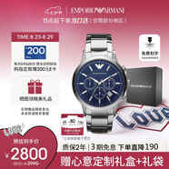 安普里奧·阿瑪尼（Emporio Armani）飛行員系列 三眼計時表盤石英手表男士七夕情人節(jié)禮物AR2448