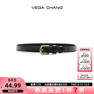 VEGA CHANG可調(diào)節(jié)女士皮帶簡約百搭通勤時尚半身裙牛仔褲腰帶裝飾 黑色（有孔）