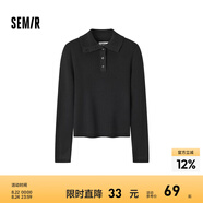 森馬毛衣女短款高領(lǐng)正肩緊身套頭衫休閑風(fēng)冬季顯瘦打底衫簡約氣質(zhì) 黑色90001 155/80A/S