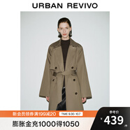 UR秋季新款女裝摩登英倫風(fēng)雙排扣收腰系帶風(fēng)衣UWM140030 橄欖綠 (偏寬松) XS