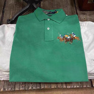 保羅拉夫勞倫（Polo Ralph Lauren）美國夏季短袖T恤Polo杉翻領(lǐng)休閑刺繡彩馬標三彩馬綠色S (120斤以下)