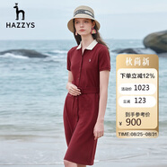 哈吉斯（HAZZYS）女裝翻領(lǐng)單排扣文藝感時尚連衣裙AQWSE03BF01