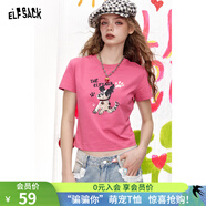 妖精的口袋【騙騙你】治愈萌寵22色短袖t恤女2025年夏季彩色多巴胺寬松上衣 潦草小狗甜心粉色 建議拍大一碼 S