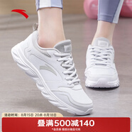 安踏（ANTA）運動鞋女鞋夏季戶外透氣網(wǎng)面輕質(zhì)跳繩健身通勤休閑鞋跑步鞋子女 【皮面防潑水】安踏白/淡灰-4 36