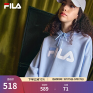 斐樂(lè )（FILA）官方多彩衛衣長(cháng)袖情侶裝寬松時(shí)尚運動(dòng)連帽套頭衫男女上衣印花 （加絨）純真藍-LB M 170/92A