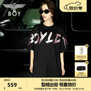 BOY LONDON【公主日記】連衣裙潮流時(shí)尚燙鉆字母印花黑色T恤裙W17003 黑色 XS