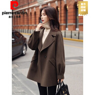 皮爾卡丹（pierre cardin）時(shí)尚洋氣毛呢外套女中長(cháng)款秋冬新款韓版高端小個(gè)子修身西裝領(lǐng)大衣 嘉興雙面呢大衣黑色咖色 M 濮院雙面絨大衣