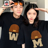 AEMAPE特別的情侶裝夏裝季短袖棉新款潮不一樣小眾感套裝網(wǎng)紅短袖t恤 白色毛線(xiàn)帽W男+黑色毛線(xiàn)帽M女 L 男+女M