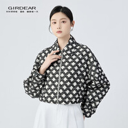 哥弟（GIRDEAR）女裝2025新款潮感重工百搭休閑夾克外套女1400751 黑白 S (2碼)