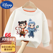 迪士尼（DISNEY）哪吒敖丙魔珠靈珠親子圓領(lǐng)棉長(cháng)袖衛衣T恤男女童兒童春秋季出游ins 白圓領(lǐng)衛衣/春秋/哪吒敖丙魔珠靈 140