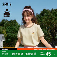 森馬羅小黑短袖T恤女印花俏皮上衣夏卡通圓領(lǐng)套頭衫109324100002