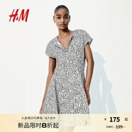 H&M女裝連衣裙2025秋季新款正面系扣連身裙設(shè)計感碎花裙1278034 白色/豹紋 S 160/88
