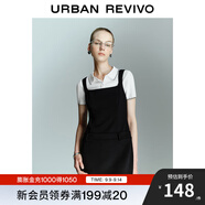 UR2025夏季新款女裝簡(jiǎn)約休閑超短款方領(lǐng)無(wú)袖連衣裙UYU750038 正黑 (偏短) M