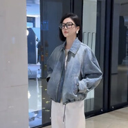 HAAPES復(fù)古港風(fēng)夾克外套2025秋季寬松百搭小個(gè)子設(shè)計(jì)感休閑水洗牛仔外套 牛仔藍(lán) L 4碼
