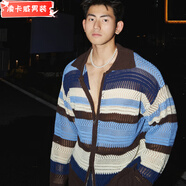 凌卡戚輕奢多巴胺彩色針織開(kāi)衫外套男歐美嘻哈復古寬松小眾拼接罩衫毛衣 A628藍色毛衫高質(zhì)感 M 收藏商品關(guān)注店鋪優(yōu)先發(fā)貨