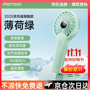 蒙奇奇德國(guó)【2025新升級(jí)】手持小風(fēng)扇迷你小型便攜式超長(zhǎng)續(xù)航靜音隨身無葉小風(fēng)炮電風(fēng)扇充電暴力渦輪學(xué)生 【薄荷綠】雙風(fēng)道+100檔颶風(fēng)