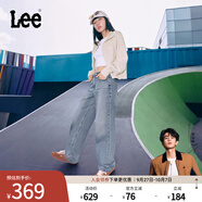 Lee【張凌赫代言】25新品428懶懶褲舒適高腰直腳藍色闊腿女牛仔褲 淺藍色 27