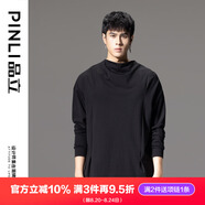 品立（PINLI）T恤男長袖秋季新款男裝潮牌寬松男士休閑打底上衣 黑色 2XL 185