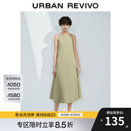UR2025春季新款女裝法式氣質(zhì)后拉鏈?zhǔn)昭鼰o袖連衣裙UWM750031 卡其綠 L