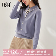 歐莎（OSA）千金小香風(fēng)減齡內(nèi)搭娃娃領(lǐng)針織衫2025秋新款打底衫毛衣女上衣氣質(zhì) 灰藍(lán)色 S