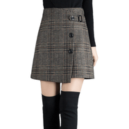 菲尼東爵2025年新款格子半身裙女秋冬季腰不規則A字裙毛呢加厚冬季短裙 格子圖片色(松緊腰) S _87-96斤