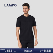藍豹（LAMPO）春夏新品百搭短袖LOGO印花T恤男士簡(jiǎn)約圓領(lǐng)T恤 黑色 XL (50)