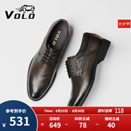VOLO犀牛男鞋商務(wù)正裝皮鞋男士?jī)?nèi)增高透氣軟底德比鞋 卡其 43 