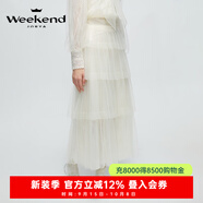 卓雅周末（JORYA weekend）2024春新款仙氣繡花蕾絲網(wǎng)紗高腰A字蛋糕半身裙EJWEAN02 香檳色 S