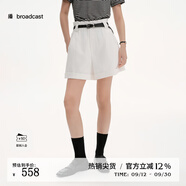 播商場同款收腰休閑短褲女25夏季新款高腰直筒熱褲BDS2KD2450 W20柔白 M