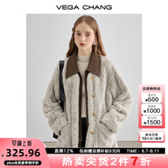 VEGA CHANG皮毛一體短外套女2025年秋冬新款寬松顯瘦高級(jí)感名媛風(fēng)毛絨大衣 常規(guī)版 L