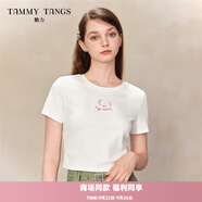 糖力商場同款  玫瑰花鏤空繡花T恤 2025春新款打底衫上衣女 白色（精致鏤空繡花） S