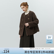 FANSILANEN范思藍(lán)恩美拉德穿搭棕色仿羊羔毛外套女秋冬短款毛絨外套22FS4231 巧克力棕 M