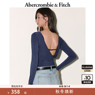 ABERCROMBIE & FITCH女裝25秋冬新款性感修身帶胸墊一字領(lǐng)露背長袖T恤KI139-5980 海軍藍(lán) S (165/88A)