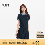 森馬（Semir）連衣裙女拼接格子假兩件學院風2025夏季收腰polo裙107425114001