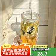 唯銘諾（WEIMINGNUO）玻璃杯大容量帶蓋吸管咖啡杯玻璃果汁杯辦公室喝水杯子飲料杯茶杯