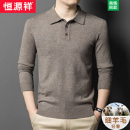 恒源祥春秋山羊毛衫男士長(cháng)袖體恤polo秋冬新款純色翻領(lǐng)爸爸裝羊毛衫毛衣 F61灰駝 M 165建議90-120斤