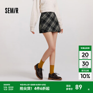 森馬（Semir）半身裙女格紋A字裙復(fù)古文藝氣質(zhì)冬俏皮時(shí)尚短裙小個(gè)子學(xué)院風(fēng) 灰藍(lán)色調(diào)00428 L