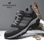 富貴鳥(niǎo)老人鞋男秋冬季爸爸鞋中老年防滑鞋軟底中老年健步鞋舒適運動(dòng)鞋男 深灰 加絨 男款FG15220011-1 42