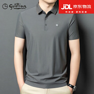 金利來(lái)（GOLDLION）針織領(lǐng)短袖T恤衫錦氨冰絲無(wú)痕POLO時(shí)尚百搭冰爽親膚短袖體恤男 灰色 M 165 100-120斤