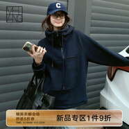 美洋（MEIYANG）【硬核防風(fēng)系列】大明星防風(fēng)衛(wèi)衣 絨感保暖連帽半拉鏈 藏藍色 L