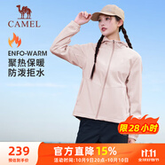 駱駝（CAMEL）薄絨風(fēng)衣女戶外防潑水修身梭織外套 J23CAYL6066 木黛色 M