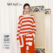 MO&Co.毛衣春秋含馬海毛條紋針織衫毛絨感慵懶紅色摩安珂 紅白條色 M 165